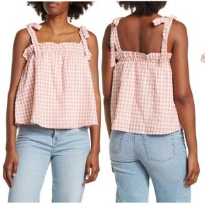 NWT The Good Jane Gingham Tie-Strap Summer Picnic Blouse